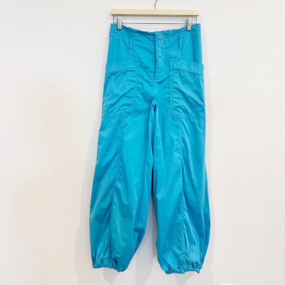 Maeve Clean Balloon Trouser Elastic Waist Cargo Pants Blue Baggy Anthropologie 8 - Picture 3 of 10